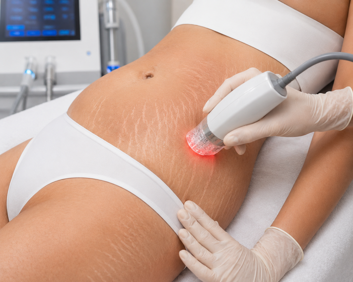 Practitioner performing Stretch Mark Treatment